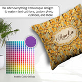 Custom Name Golden Yellow Autumn Leaves Dense Seamless Name Cute Square Filled Cushion Throw Pillow Sofa Bed Home Decor Zip Washable UK Made