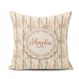 Custom Name Minimal Birch Trees with Leaves Soft Autumn Seamless Square Filled Cushion Throw Pillow Sofa Bed Home Decor Zip Washable UK Made