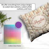 Custom Name Minimal Birch Trees with Leaves Soft Autumn Seamless Square Filled Cushion Throw Pillow Sofa Bed Home Decor Zip Washable UK Made
