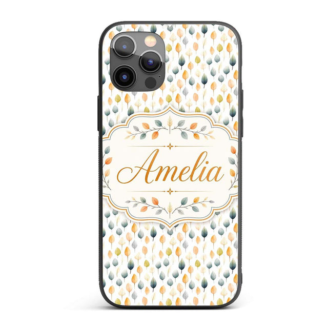 Soft Pastel Autumn Leaves Scattered Seamless Custom Name Protective Phone Case Mobile Cover Durable Everyday Smartphone Shock Resistant
