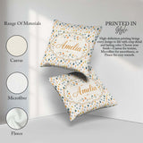 Custom Name Soft Pastel Autumn Leaves Seamless Pattern Name Cute Square Filled Cushion Throw Pillow Sofa Bed Home Decor Zip Washable UK Made