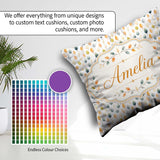 Custom Name Soft Pastel Autumn Leaves Seamless Pattern Name Cute Square Filled Cushion Throw Pillow Sofa Bed Home Decor Zip Washable UK Made