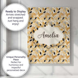 Personalised Name Golden and Black Leaves Custom  Unique Gift Idea Elegant Feature Canvas Wall Art Print Decor Picture Ready to Hang
