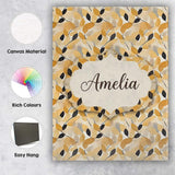 Personalised Name Golden and Black Leaves Custom  Unique Gift Idea Elegant Feature Canvas Wall Art Print Decor Picture Ready to Hang