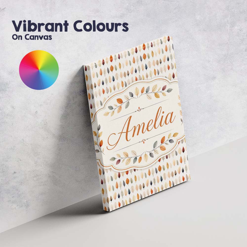 Personalised Name Small Multicolour Autumn Custom  Unique Gift Idea Elegant Feature Canvas Wall Art Print Decor Picture Ready to Hang