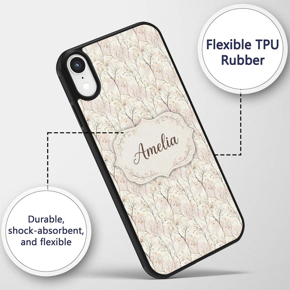 Soft Neutral Autumn Trees Subtle Faded Seamless Custom Name Protective Phone Case Mobile Cover Durable Everyday Smartphone Shock Resistant
