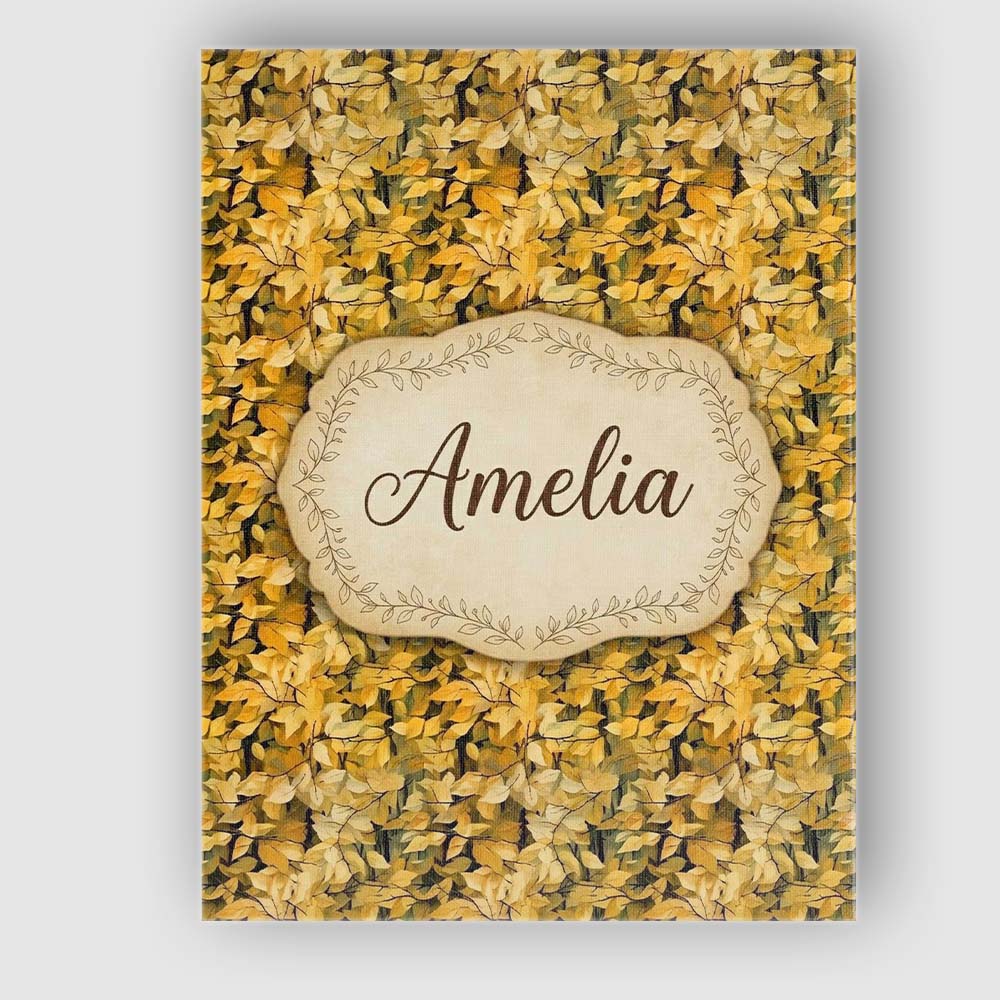 Personalised Name Golden Fall Foliage Dense Custom  Bespoke Interior Contemporary Canvas Wall Art Print Decor Picture Ready to Hang