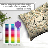 Custom Name Stylized Autumn Trees with Leaves Seamless Name Cute Square Filled Cushion Throw Pillow Sofa Bed Home Decor Zip Washable UK Made