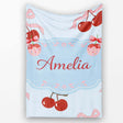 Cherry Bow Ribbon Cute Decorative Cherry Seamless Pattern Lovely  Personalised Custom Name Super Soft Fleece Blanket Bed Sofa Throw