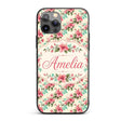 Vintage Floral Hibiscus Blossom Printed Design Custom Name Protective Phone Case Mobile Cover Durable Everyday Smartphone Shock Resistant