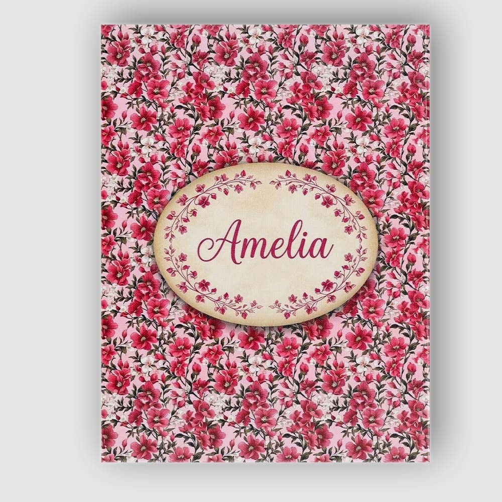 Personalised Name Bold Pink Floral Garden Custom  Unique Gift Idea Elegant Feature Canvas Wall Art Print Decor Picture Ready to Hang