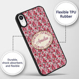 Bold Pink Floral Garden Bloom Detailed Seamless Custom Name Protective Phone Case Mobile Cover Durable Everyday Smartphone Shock Resistant