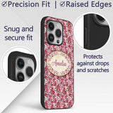 Bold Pink Floral Garden Bloom Detailed Seamless Custom Name Protective Phone Case Mobile Cover Durable Everyday Smartphone Shock Resistant