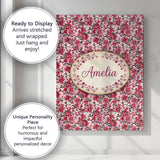 Personalised Name Bold Pink Floral Garden Custom  Unique Gift Idea Elegant Feature Canvas Wall Art Print Decor Picture Ready to Hang