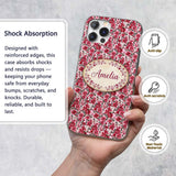 Bold Pink Floral Garden Bloom Detailed Seamless Custom Name Protective Phone Case Mobile Cover Durable Everyday Smartphone Shock Resistant