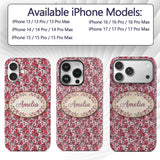 Bold Pink Floral Garden Bloom Detailed Seamless Custom Name Protective Phone Case Mobile Cover Durable Everyday Smartphone Shock Resistant