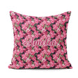 Custom Name Dark Pink Blossoms Lush Floral Seamless Pattern Name Square Filled Cushion Throw Pillow Sofa Bed Home Decor Zip Washable UK Made
