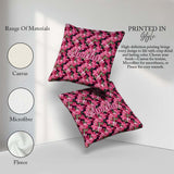 Custom Name Dark Pink Blossoms Lush Floral Seamless Pattern Name Square Filled Cushion Throw Pillow Sofa Bed Home Decor Zip Washable UK Made