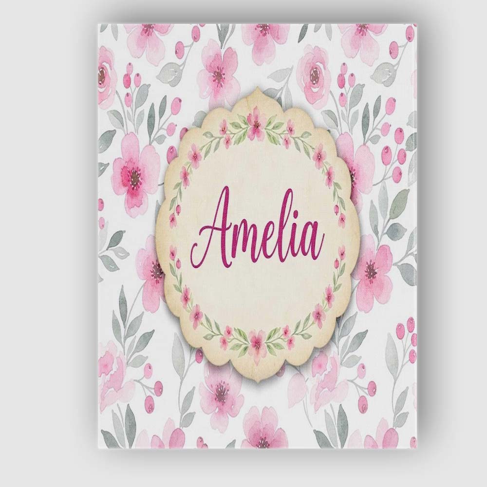 Personalised Name Delicate Pink Watercolor Custom  Unique Gift Idea Elegant Feature Canvas Wall Art Print Decor Picture Ready to Hang