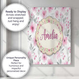 Personalised Name Delicate Pink Watercolor Custom  Unique Gift Idea Elegant Feature Canvas Wall Art Print Decor Picture Ready to Hang