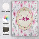 Personalised Name Delicate Pink Watercolor Custom  Unique Gift Idea Elegant Feature Canvas Wall Art Print Decor Picture Ready to Hang