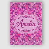 Personalised Name Vibrant Pink Floral Custom Modern Room Accent Creative Decorator Style Canvas Wall Art Print Decor Picture Ready to Hang