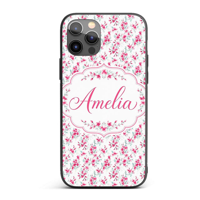 Light Cherry Blossom Branches on Printed Design Custom Name Protective Phone Case Mobile Cover Durable Everyday Smartphone Shock Resistant