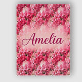 Personalised Name Romantic Pink Blossoms on Custom  Bespoke Interior Contemporary Canvas Wall Art Print Decor Picture Ready to Hang