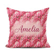 Custom Name Romantic Pink Blossoms on Pastel Background Seamless Square Filled Cushion Throw Pillow Sofa Bed Home Decor Zip Washable UK Made