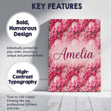 Personalised Name Romantic Pink Blossoms on Custom  Bespoke Interior Contemporary Canvas Wall Art Print Decor Picture Ready to Hang