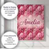Personalised Name Romantic Pink Blossoms on Custom  Bespoke Interior Contemporary Canvas Wall Art Print Decor Picture Ready to Hang