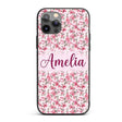Soft Pink Magnolia Blossom Branches on Pastel Custom Name Protective Phone Case Mobile Cover Durable Everyday Smartphone Shock Resistant