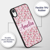 Soft Pink Magnolia Blossom Branches on Pastel Custom Name Protective Phone Case Mobile Cover Durable Everyday Smartphone Shock Resistant