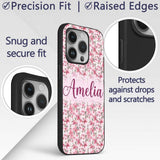 Soft Pink Magnolia Blossom Branches on Pastel Custom Name Protective Phone Case Mobile Cover Durable Everyday Smartphone Shock Resistant