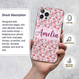 Soft Pink Magnolia Blossom Branches on Pastel Custom Name Protective Phone Case Mobile Cover Durable Everyday Smartphone Shock Resistant