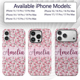 Soft Pink Magnolia Blossom Branches on Pastel Custom Name Protective Phone Case Mobile Cover Durable Everyday Smartphone Shock Resistant