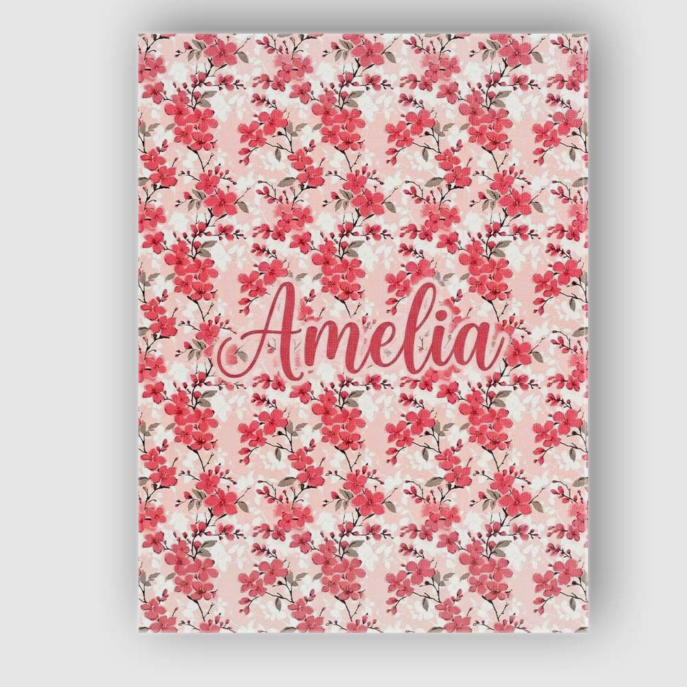 Personalised Name Coral Cherry Blossom Custom  Modern Room Accent Elegant Feature Canvas Wall Art Print Decor Picture Ready to Hang