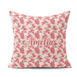 Custom Name Coral Cherry Blossom Branches on Background Seamless Square Filled Cushion Throw Pillow Sofa Bed Home Decor Zip Washable UK Made