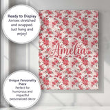Personalised Name Coral Cherry Blossom Custom  Modern Room Accent Elegant Feature Canvas Wall Art Print Decor Picture Ready to Hang