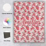 Personalised Name Coral Cherry Blossom Custom  Modern Room Accent Elegant Feature Canvas Wall Art Print Decor Picture Ready to Hang