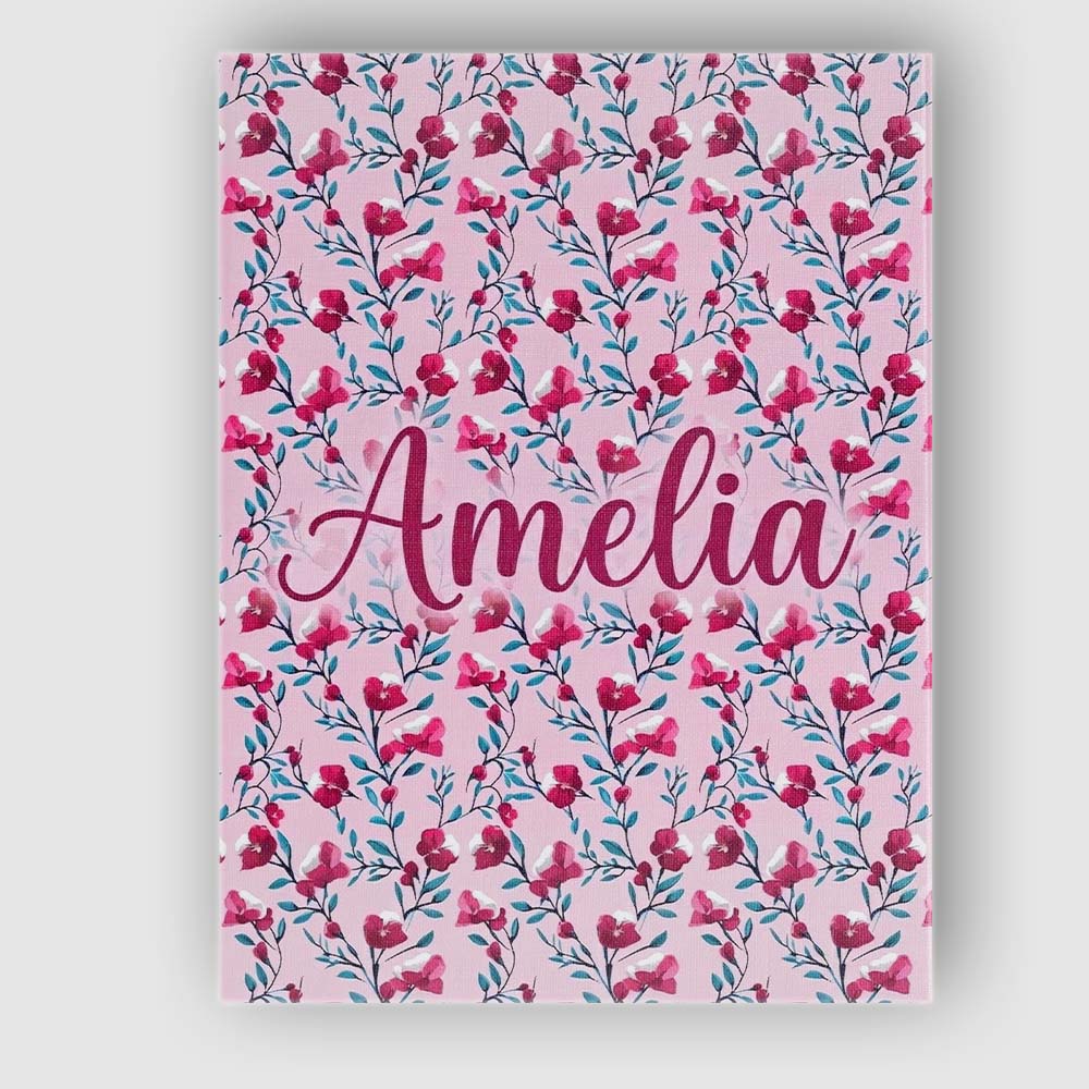Personalised Name Modern Pink Floral Vine Custom  Unique Gift Idea Elegant Feature Canvas Wall Art Print Decor Picture Ready to Hang