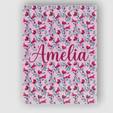 Personalised Name Modern Pink Floral Vine Custom  Unique Gift Idea Elegant Feature Canvas Wall Art Print Decor Picture Ready to Hang