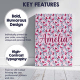 Personalised Name Modern Pink Floral Vine Custom  Unique Gift Idea Elegant Feature Canvas Wall Art Print Decor Picture Ready to Hang