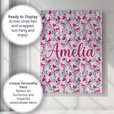 Personalised Name Modern Pink Floral Vine Custom  Unique Gift Idea Elegant Feature Canvas Wall Art Print Decor Picture Ready to Hang