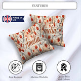 Custom Name Abstract Fire Elements with Burning Bushes on Light Square Filled Cushion Throw Pillow Sofa Bed Home Decor Zip Washable UK Made