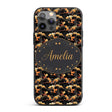 Dark Abstract Nature Shapes with Golden Organic Custom Name Protective Phone Case Mobile Cover Durable Everyday Smartphone Shock Resistant