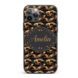 Dark Abstract Nature Shapes with Golden Organic Custom Name Protective Phone Case Mobile Cover Durable Everyday Smartphone Shock Resistant