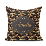 Custom Name Abstract Nature Shapes Golden Organic Forms Seamless Square Filled Cushion Throw Pillow Sofa Bed Home Decor Zip Washable UK Made
