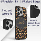 Dark Abstract Nature Shapes with Golden Organic Custom Name Protective Phone Case Mobile Cover Durable Everyday Smartphone Shock Resistant