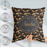 Custom Name Abstract Nature Shapes Golden Organic Forms Seamless Square Filled Cushion Throw Pillow Sofa Bed Home Decor Zip Washable UK Made